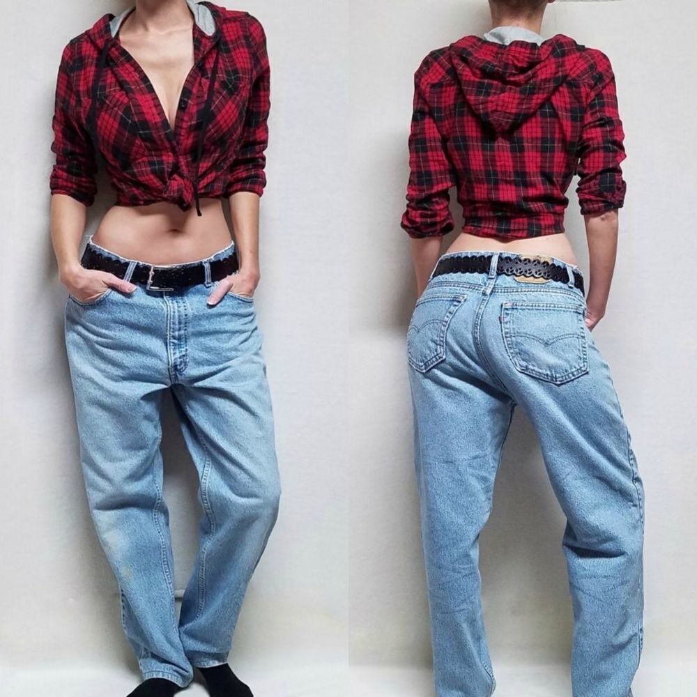VINTAGE 1991 Levi's 550 Light Wash Distressed Trashed High Rise Grunge Jeans